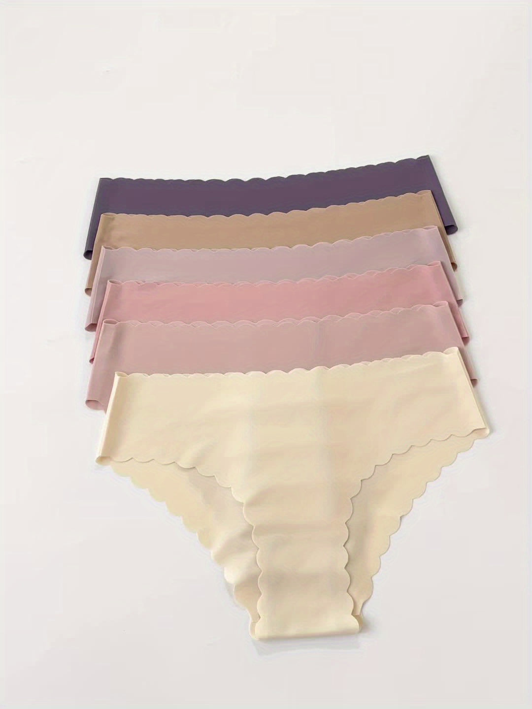 6-Pack Women's Sheer Bikini Briefs - Solid Pastel Colors (Pink, Lavender, Beige, Navy,, Dark Brown) - Mid-Rise Smooth No-Show Underwear for Yoga, Gym, Dance - Soft Breathable Quick-Dry Panties