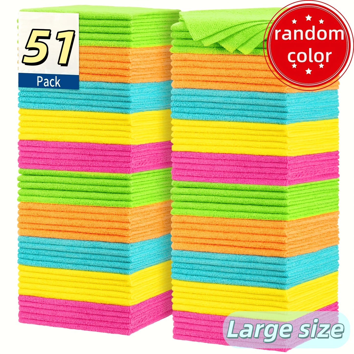 51/40/31/20/14 PCS Set Microfiber Cleaning Cloth Cleaning Rags for Household, Kitchen, 5 Random Colors Mixed Package Unspecified Color Green/Blue/Yellow/Orange/Pink