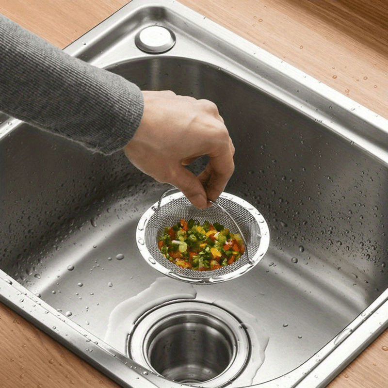 2 PCS Set Stainless Steel Sink Filters, Including Kitchen Drain Pipes And Mesh Filters, Floor Drains And Mesh Filters, Featuring Non-Slip Handles - High-Quality Kitchen And Bathroom Drain Filters - Hair Catchers, Food And Deb