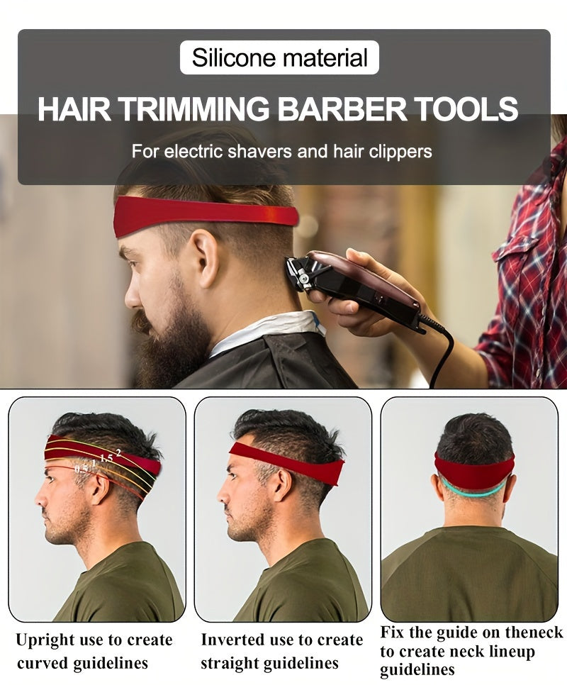 3 Colors Men's Silicone Haircut Band - Flexible, Curved Hair Trimming Guide for DIY Home & Travel Use, Soft Grip Hair Styling Tool Hair Care Accessories
