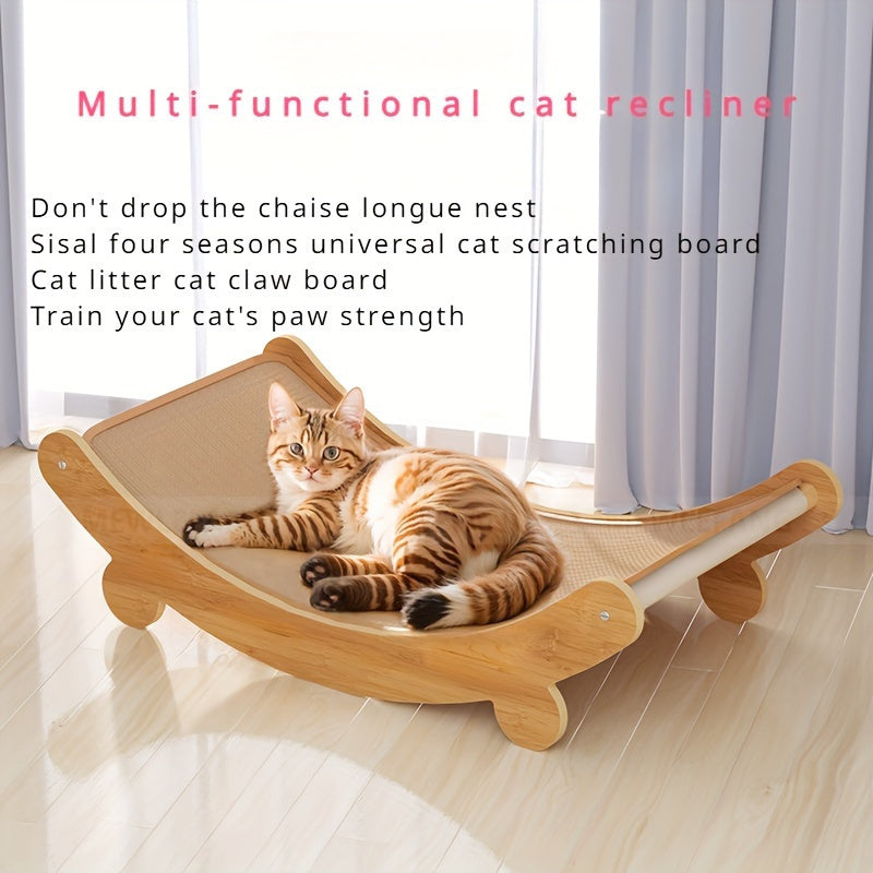 Durable Solid Wood Cat Scratching Post & Bed with Removable Sisal Pad - Multi-Level Cat Climbing Tower, Space-Saving Furniture Protector for Indoor Cats, Easy Assembly Cat Tree with Soft Linen Resting Area, Cat Climbing Wall