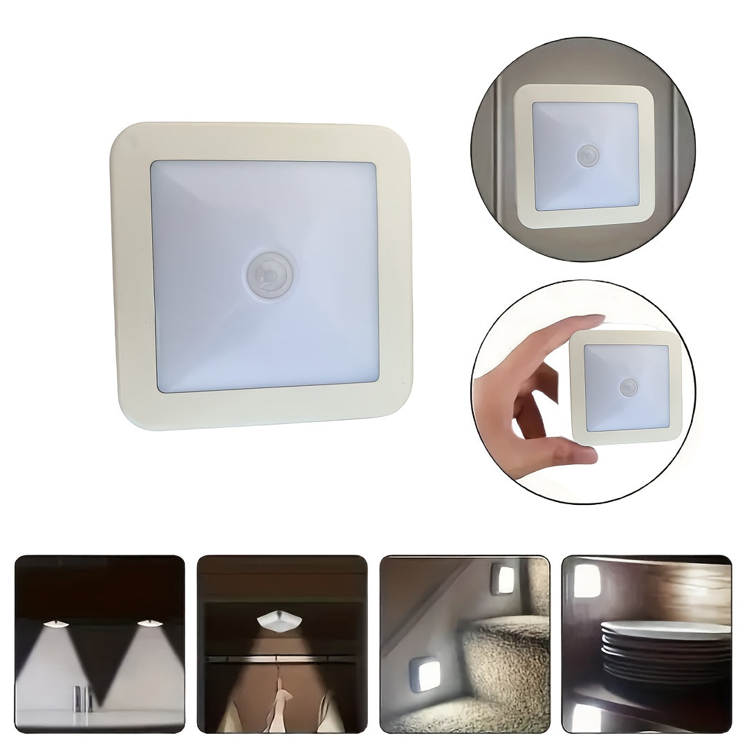 NEW 6-LED Bead Motion Sensor Smart Wireless Night Light. 3m Detection Range, Double-sided Adhesive Installation, No Drilling Required. Suitable for Stairs, Car Compartments, Cabinets, Bedside, Hallways, Kitchens, Etc. Battery