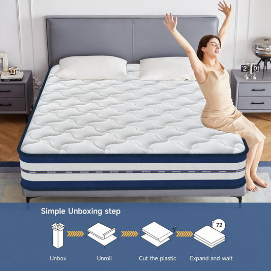 Double Mattress (135x190x28cm) 2000+ Pocket Springs & Gel Memory Foam 7-Zone Ortho Support Motion Isolation 3D Cool Cover Reinforced Reduction Medium Firm 31cm Vacuum Roll 200-night trial
