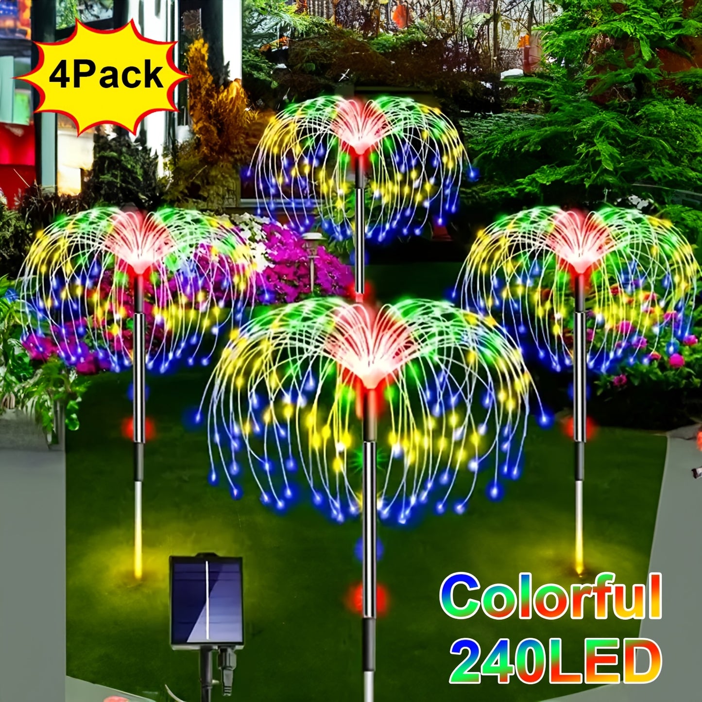 4 Pack Solar Firework Lights, Solar Garden Lights, 320/240 LED 8 Modes IP 65 Copper Wires String DIY Landscape Light for Outside, Wedding, Party, Patio Home Lawn Christmas Decorative, Christmas lights-Outdoor Lighting