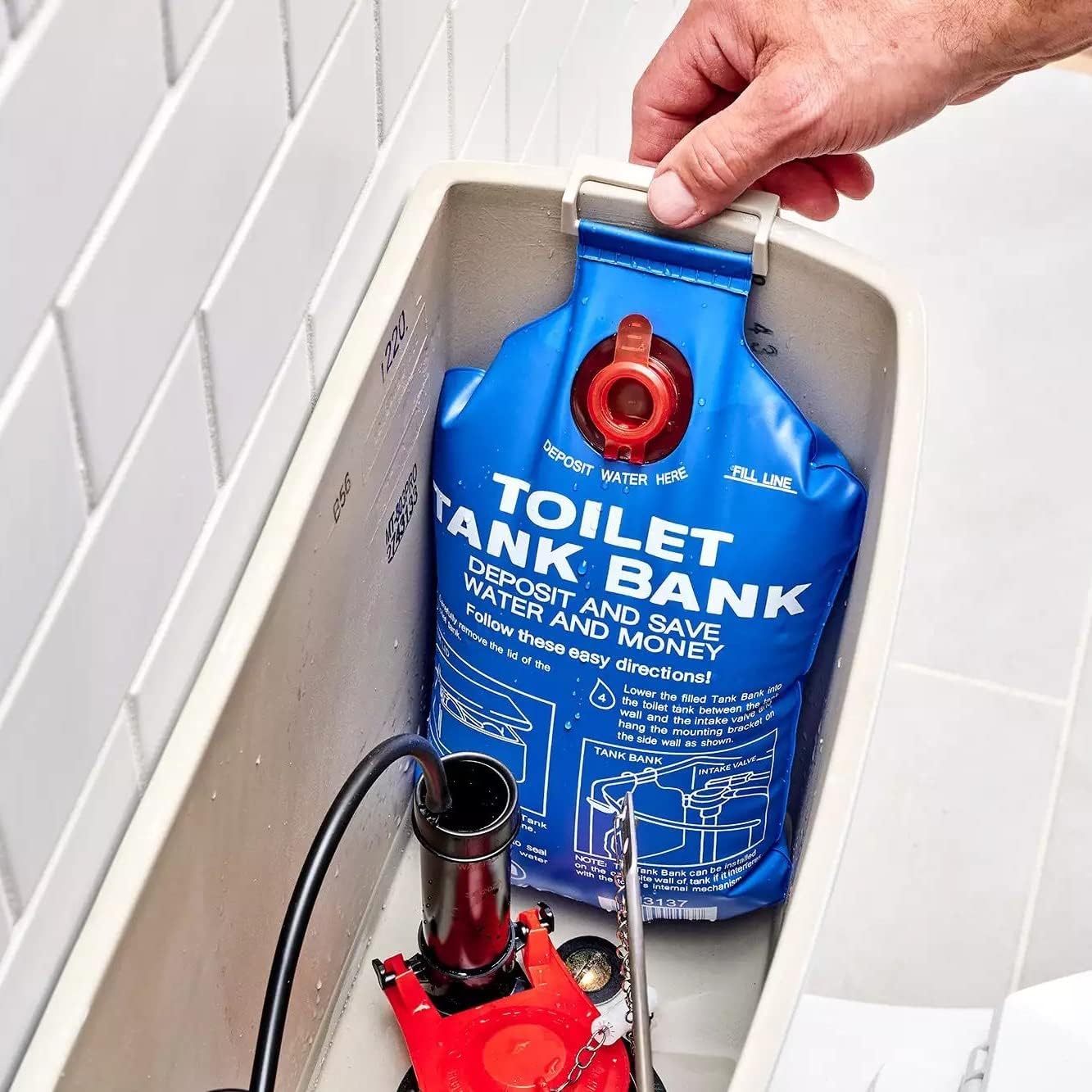 Toilet Tank Water Saver Bag - 95 Ounces Per Flush High-Efficiency Cistern Displacement Device for Standard Low-Flow Toilets Home Office Bathroom Accessories