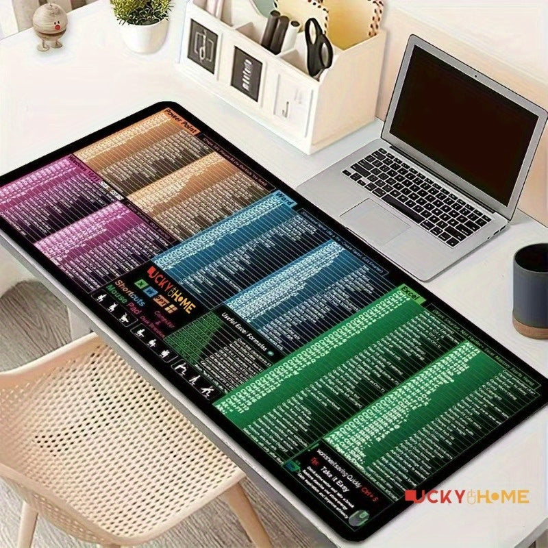 For Home and Office Extra-large Shortcut Keys Mouse Pad for Excel/Word/PowerPoint/Windows Shortcuts – Excel Cheat Sheet Desk Pad, Computer Mousepad – Gaming, Office, Non-Slip, Stitched Edges