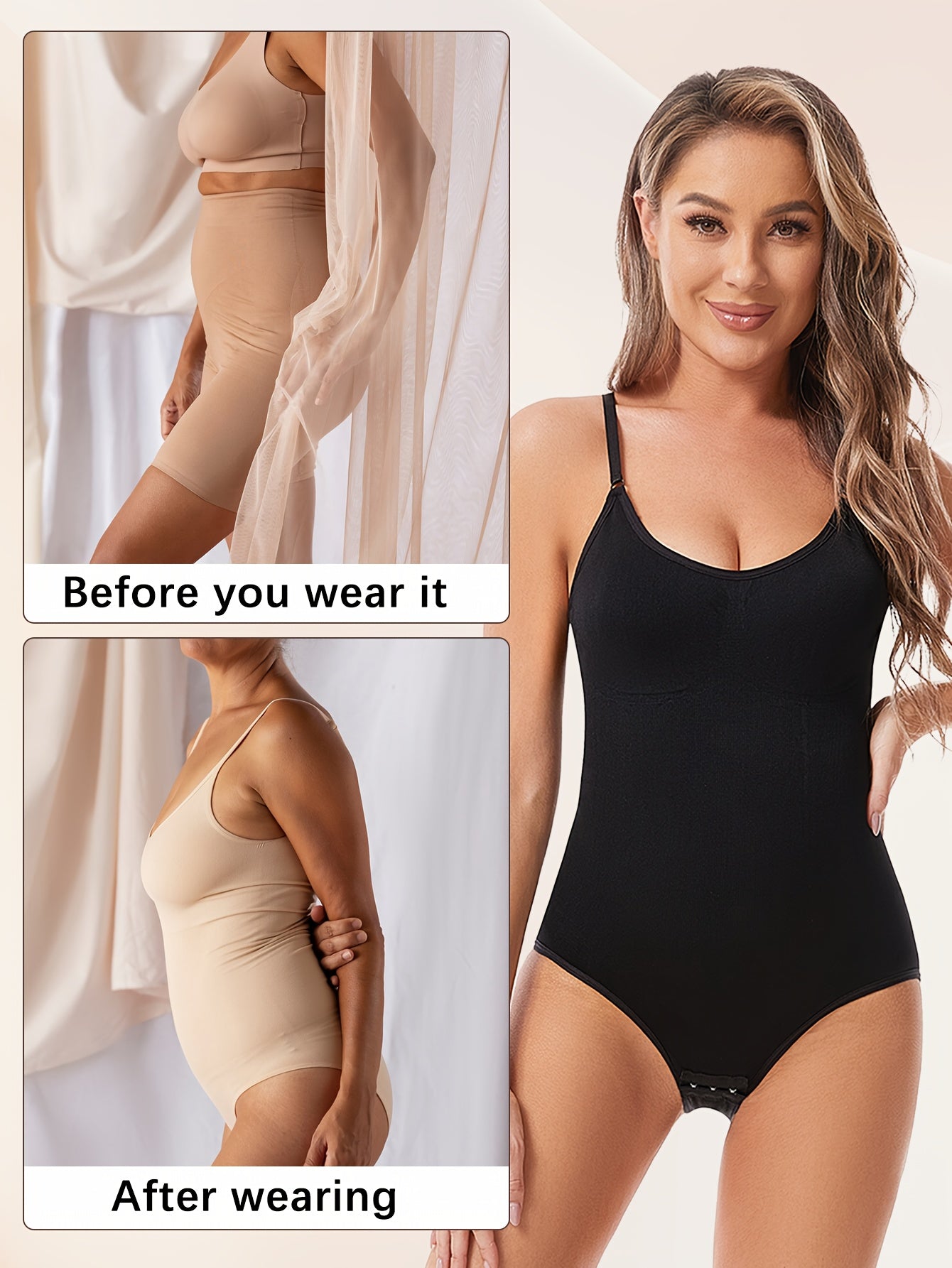 For Curvy Ladies 3 PCS SET  XL-3XL UK ( 18-24) Plus Size Seamless Triangle Bodysuit Shaping Underwear with Adjustable Straps, Tummy Control, Butt Lifting Effect, and Front Snap Closure