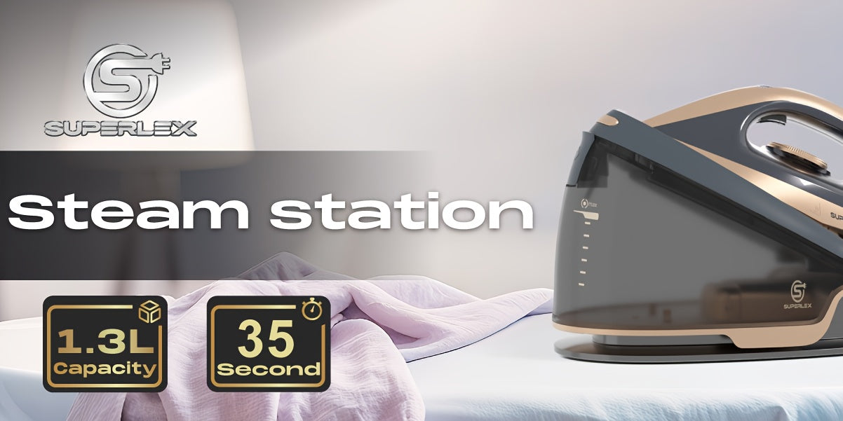 NEW Steam Generator Iron with 1.3L Removable Tank, Heavy-Duty Ceramic Soleplate, Vertical Steam Technology & 3.5 Bar High Pressure - Portable Steam Iron Suitable for Clothes, Garments, Travel & Use
