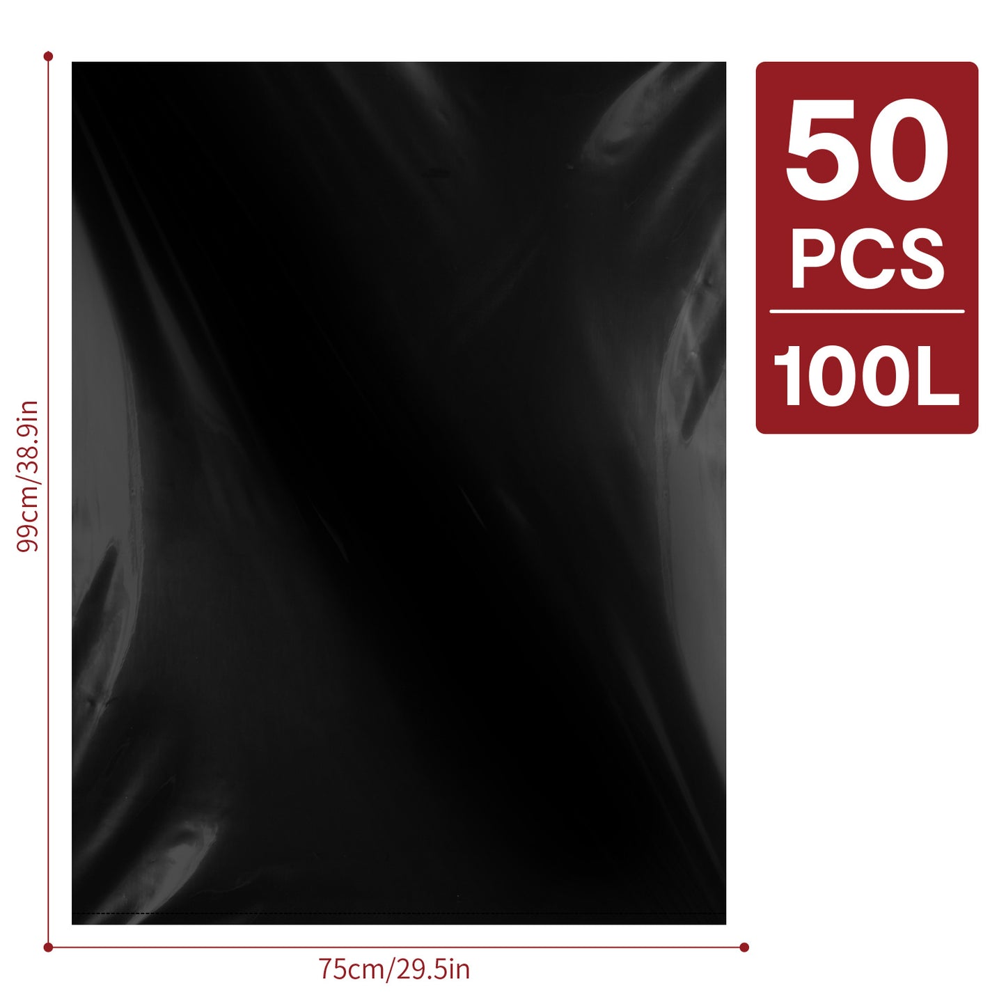 50-Pack Heavy Duty Refuse Sacks – Extra Strong, 100L Recyclable Bin Bags | Leak-Resistant, Durable Waste Disposal Bags for Household & Commercial Use | 99 x 75cm