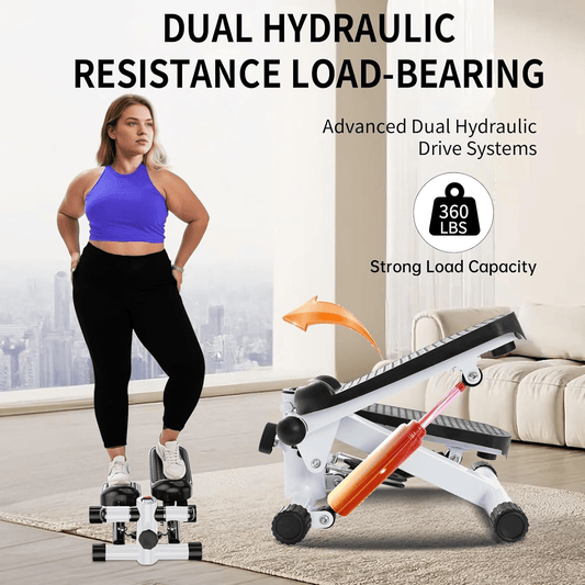 NEW For Home Gym Mini Stair Steppers-Home Fitness Exercise Step Hydraulic Machine with Adjustable-Length Resistance Bands, Twist Action for Full Body Cardio and Toning Women Men Sports Supplies