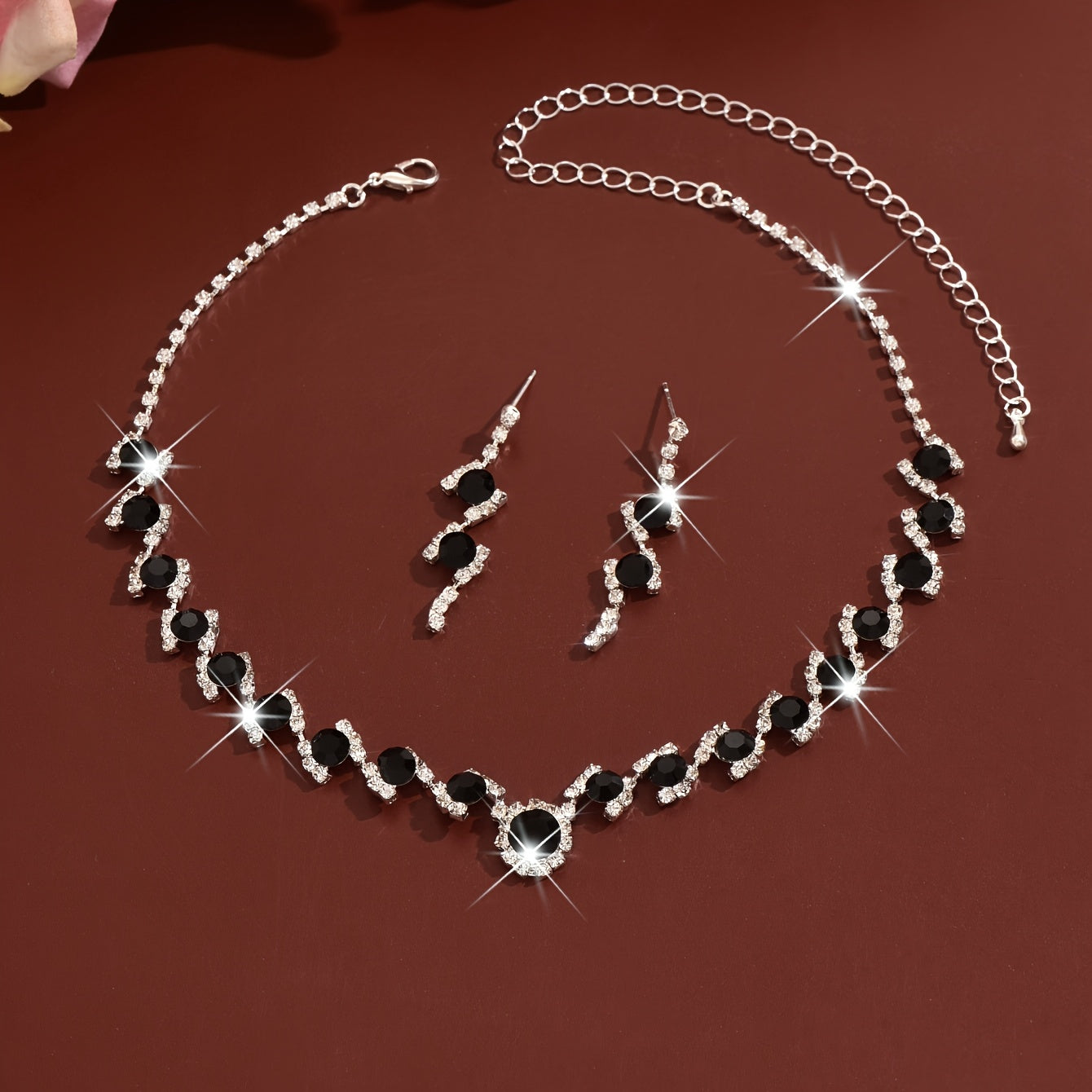 NEW Arrivals Blue/Black/Red Color Fashionable Elegant Sexy Luxury Necklace + 2PCS  Earrings Set for Prom Party Wedding Guest Business Dinner Music Concert Women Luxury Jewelry Sets