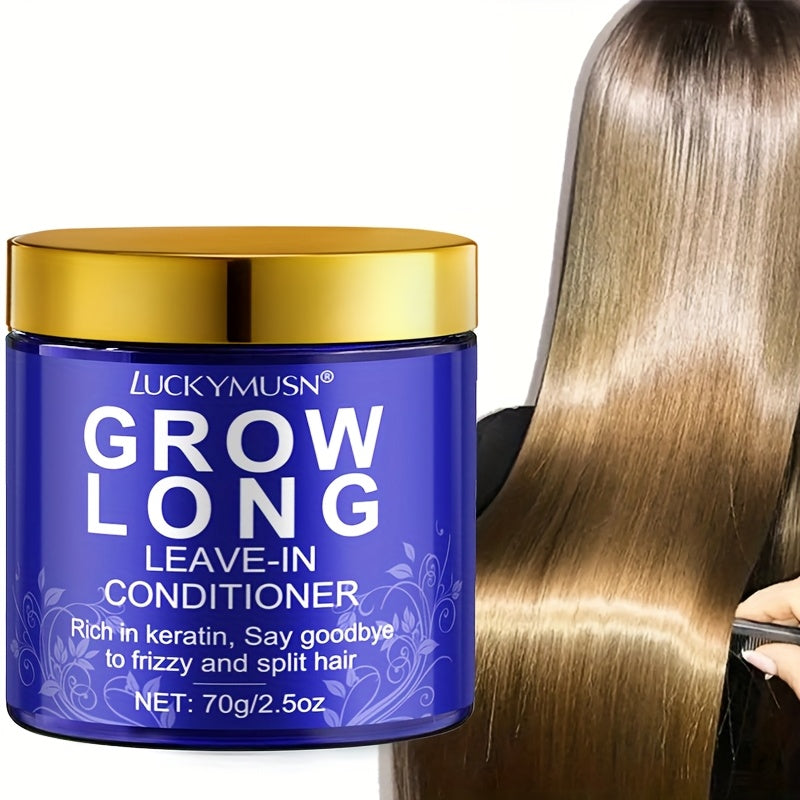 NEW Grow Long Leave-In Conditioner - Deep Moisturizing Keratin for Dry, Damaged, Frizzy & Split Ends, Argan Oil & Aloe Vera, Refreshing Oil Control, 70g/2.5oz, Unisex for All Hair Types, Hair Conditioner, Sleek Haircare, Plan