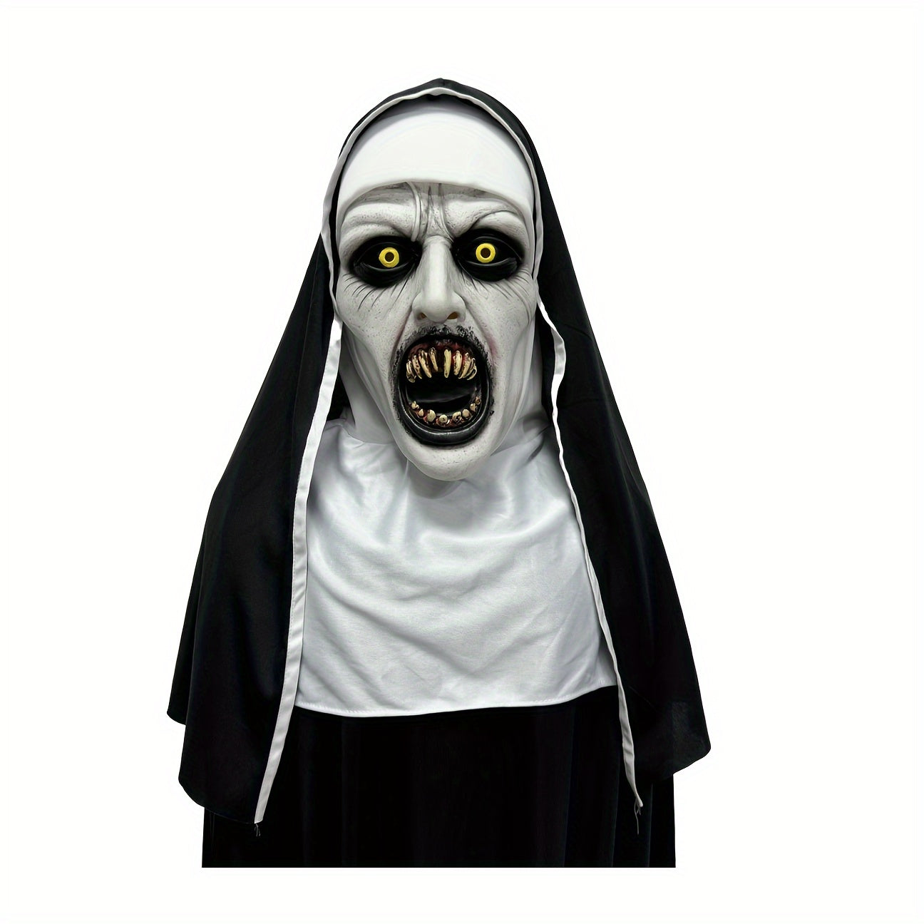 Spooky Nun Mask For Halloween - Synthetic Latex, Hand-Washable, Street Style Horror Costume Accessory