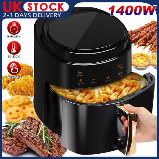 8L Air Fryer Oven,1400W Black Digital Air Fryer, Hot Air Convection Oven with Smart Touch, Timer & Temperature Control, Oil-Less Cooking, perfect for Home Kitchen, Small Restaurants, Apartments Countertop Oven, Fast Cooking F