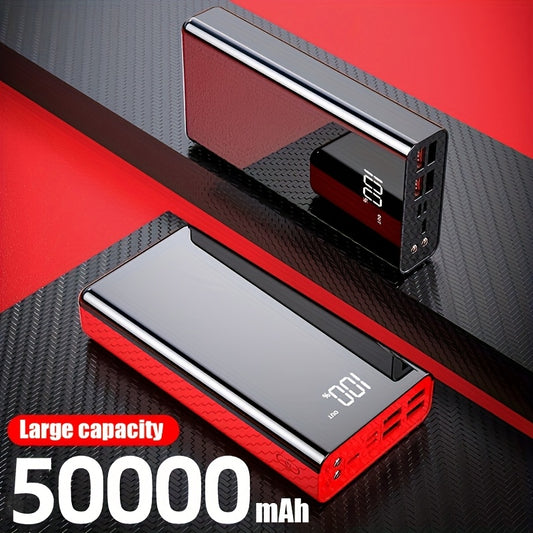 50000Mah Large Capacity Fast Charging Power Bank, LED Power Display, Type-C Bidirectional Fast Charging, Five Outputs, Two Inputs, Suitable for Charging for Iphone/ for Samsung/Android Electronic Devices, Outdoor Portable Eme