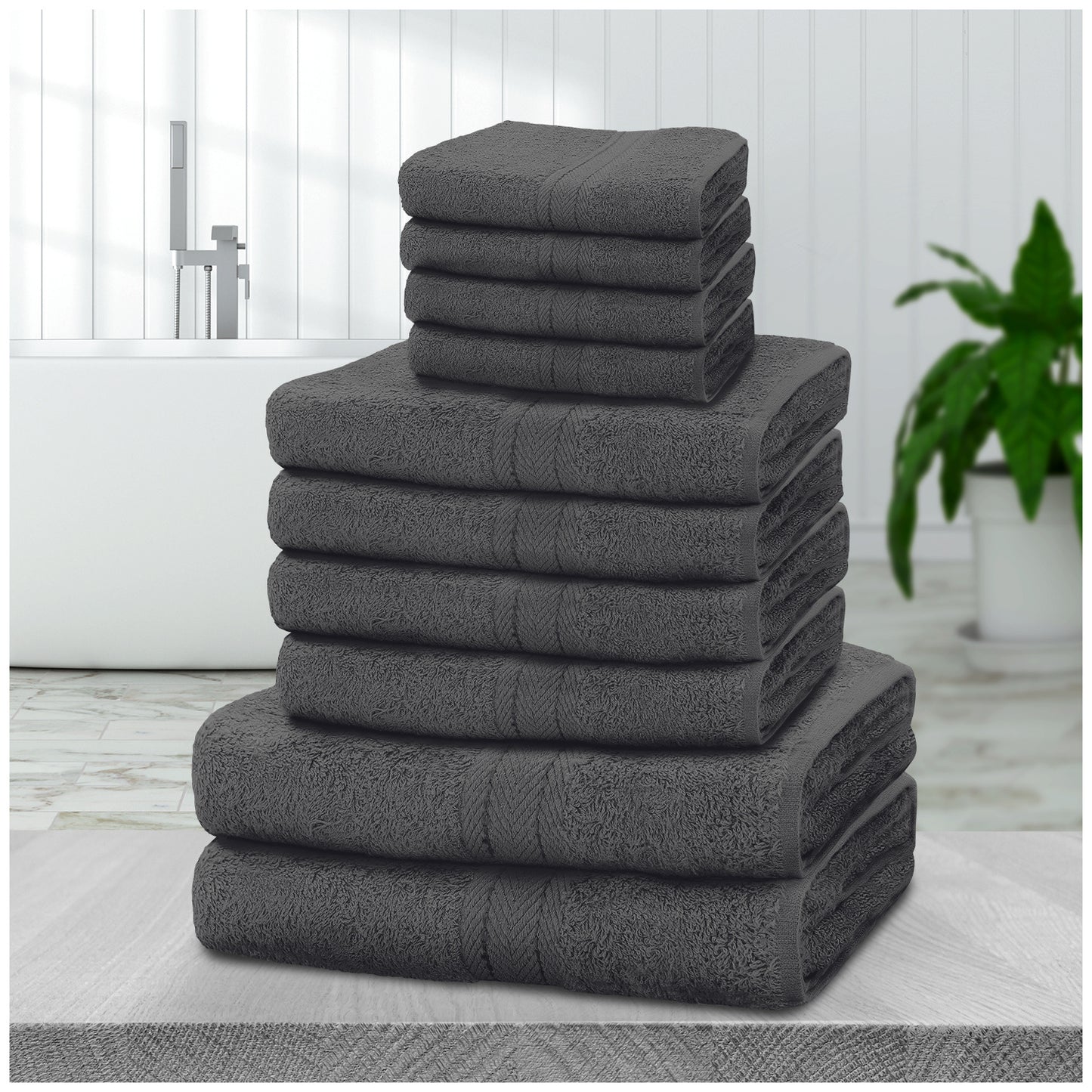 NEW 10 PCS Set 14 Colors Pakistani  Towel Bale Set | Luxurious 100% Cotton Towels Family Pack | Quick-Drying, Highly Absorbent & Ultra-Soft Fabric | Includes 4 Face Towels, 4 Hand Towels, 2 Bath Towels Ideal for Home, Gym, Sp