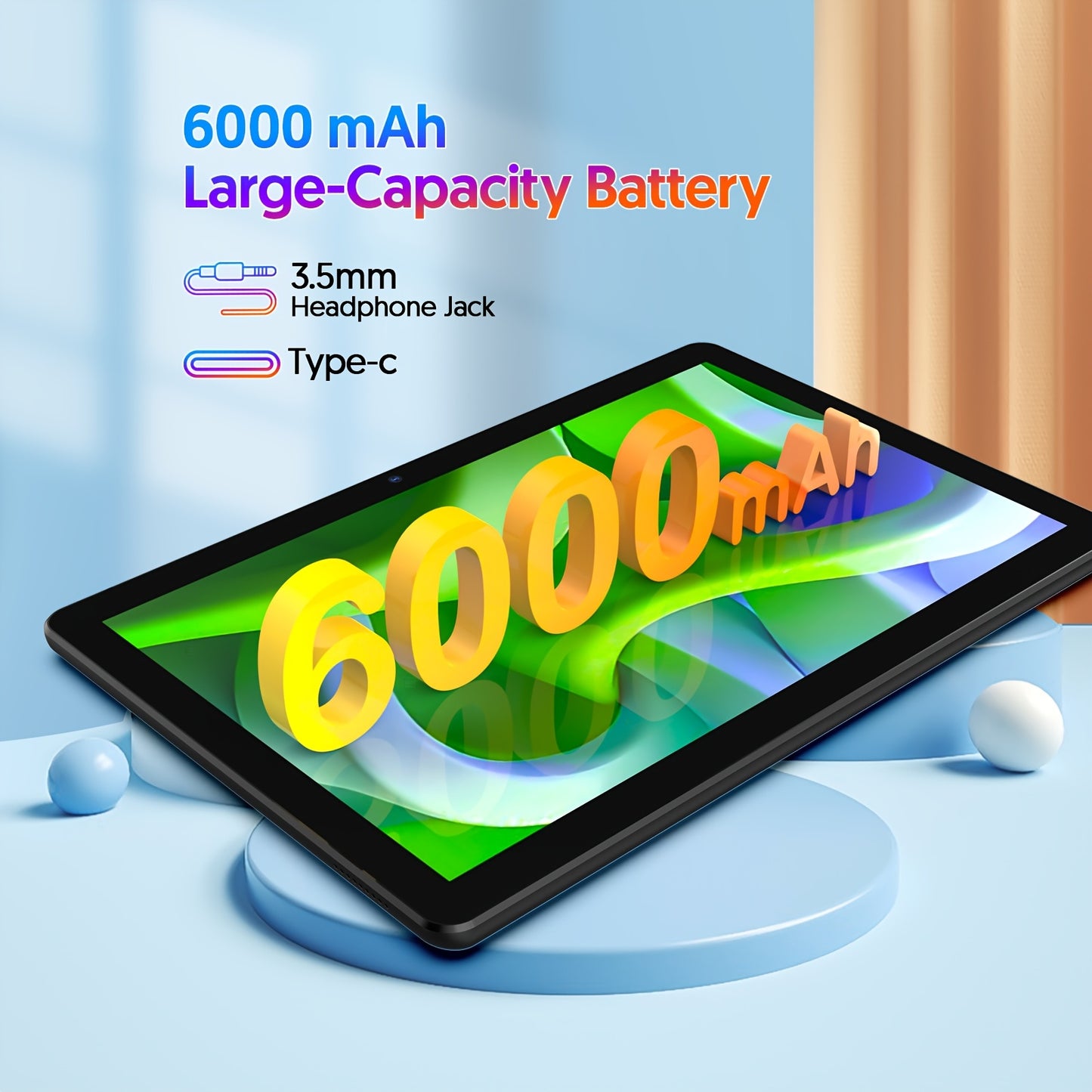 Android Tablet with Keyboard, Android 15 Tablet 10 Inch with 12(3+9)GB+64GB, 1TB Expand, 4-Core, 6000mAh, 2.0MP+8.0MP Dual Camera 5G WiFi6, 1280x800 HD Touchscreen