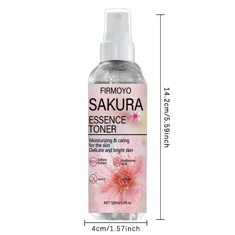 2PCS Set Instant Brightening & Hydrating Facial Toner Mist - Cherry Blossom Toner Water for Sensitive, Dry, Oily & Combination Light Beige, 100ml Large (2x50ml), Quick-Absorbing -Inspired Skincare, Sensitive Complexion Spray