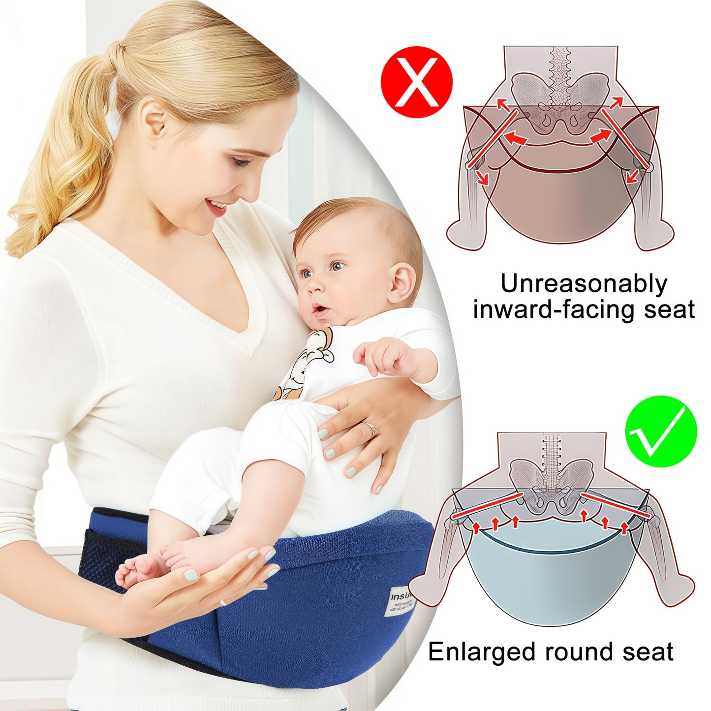 1pc Ergonomic Baby Waist-to-Toe Height-Adjustable Baby Carrier-like Babypot - 30° Tilted Design with 0-3 Years, Soft Padding & Secure Buckle Closure, Lightweight Sturdy Frame for to 12-Month-Olds, Travel-Friendly Baby Carrie