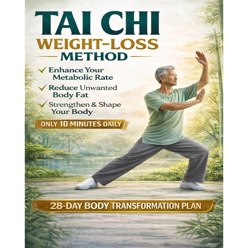 Tai Chi Weight Loss and Body Shaping Method: 28-Day Fat Burning and Sculpting Plan | 10-Minute Daily Home Workout | Zero-Impact, Low-Impact, Knee-Friendly | Improves Posture and Balance | Strengthens Core and Stamina, Boosts
