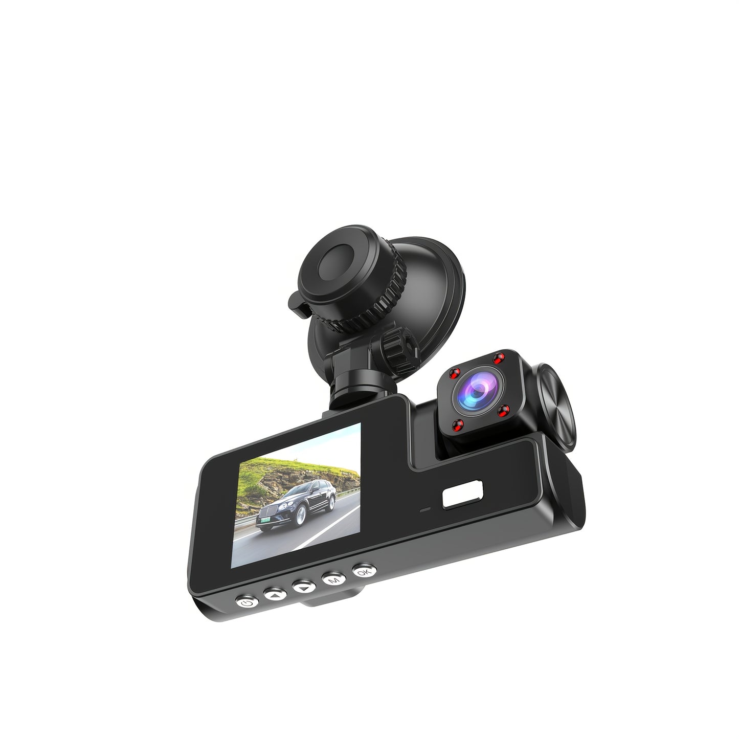 Dash cam with 64G memory card included, optional without card available, front camera 1080P, rear camera 720P, Dash Cam for Cars, Vehicle Security Camera, Modern Car Accessory, Easy Control Buttons, Car Safety Device, Stylish