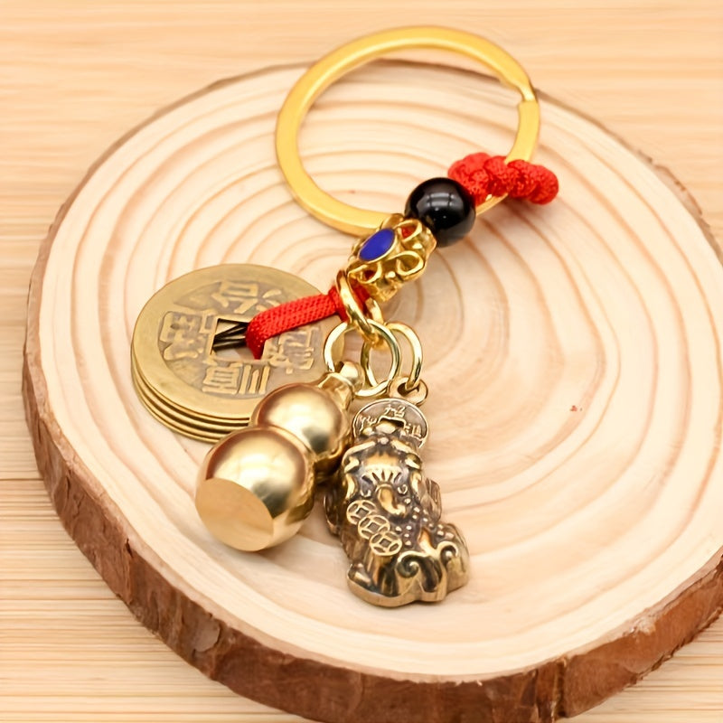 Good Luck Wealth Health Keychain Feng Shui Wealth Keychain - Car/ for Good Luck &, Chinese Auspicious Gift for Wealth Attraction (Pi Xiu Hulu Gourd Key)