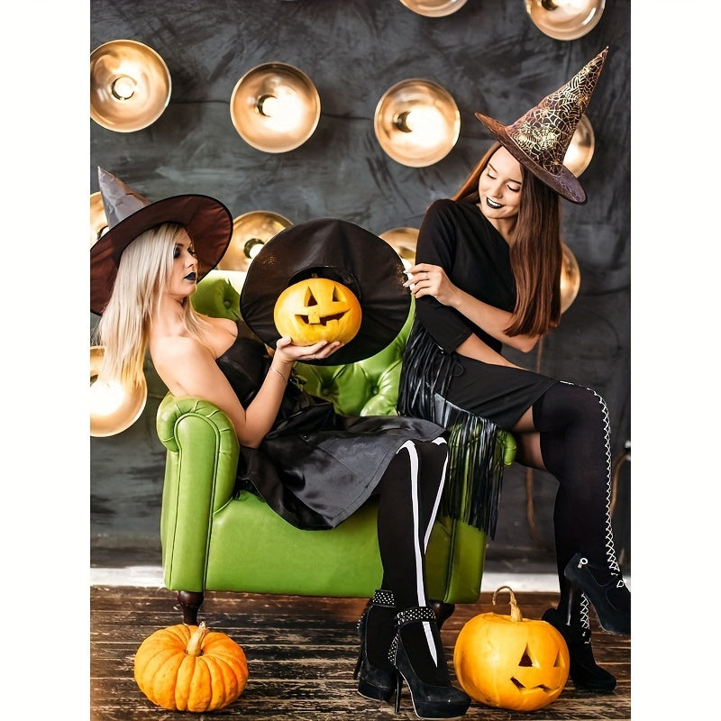 4 Pairs Set of Gothic Thigh-High Stockings Pantyhose Long Socks Featuring Skull Designs for Cosplay