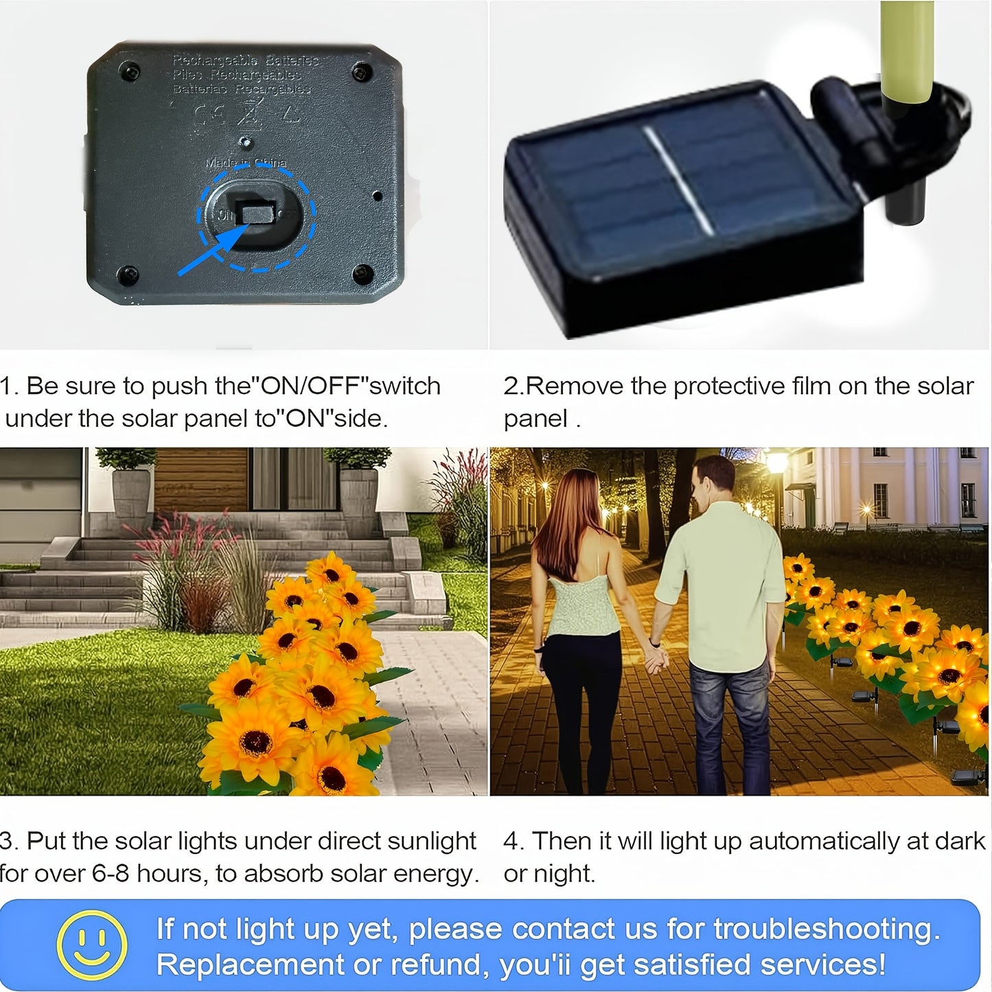 NEW Solar- LED Sunflower Outdoor - Realistic Flowering Garden Lamp with Motion, Solar Panel & Auto On/Off Timer - Durable Plastic Construction for Lawn, Balcony, Patio, Pathway - Landscape Lighting Decoration with Semi-Embedd