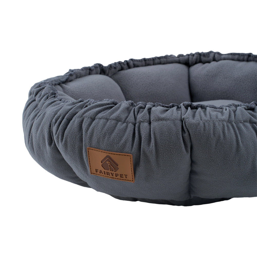 Retractable Round Pet Bed Deployment 45x45x3cm/Storage 28x28x14cm, Designed for Cats and Dogs Under 8kg, Drawstring Controls Usage Range