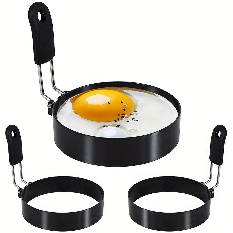 2 PCS Set Stainless Steel Egg Molds - Non-Stick, Easy to Flip, Circular Design, Manual Use, Ideal for Birthdays, Cooking Eggs, Pancakes, Omelets - Essential Kitchen Tools & Cooking Additions