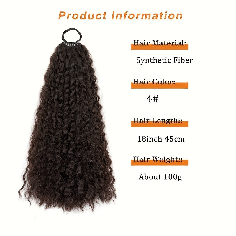 Women' Kinky Curly Long Ponytail Hair Extension - Volumizing Synthetic Fluffy Hairpiece with Elastic Band for Secure Fit, Volume & Curly Length for Parties, Weddings, Photo Shoots, Daily Use - Volume-Boosting Ponytail Add- fo
