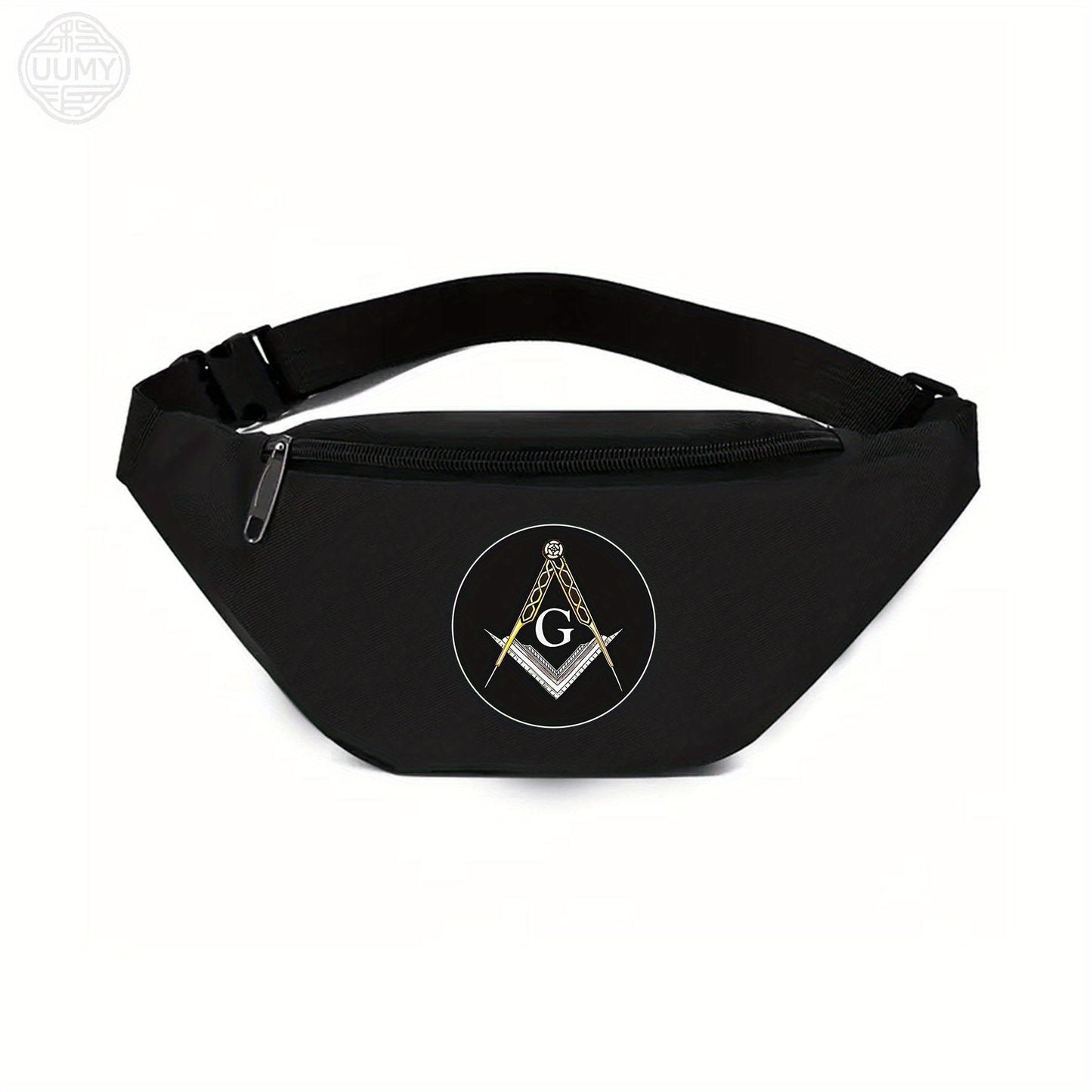 Freemason Symbol Waist Bag - Durable Oxford Fabric Crossbody Sling Bag with Adjustable Strap, Compact Unisex Belt Pouch for Men & Women, Sporty Travel & Daily Use Freemasonry Accessory, Travel Sling Purse, Sturdy Construction
