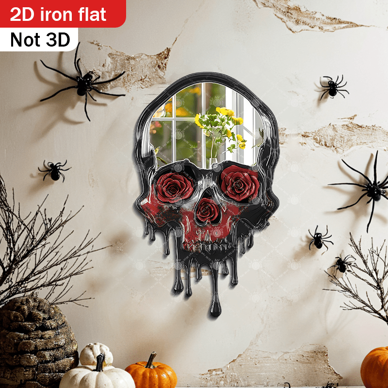 Gothic Wall Mirror with Irregular Horizontal Hanging - Black Metal Frame Retro/medieval style Mirror Suitable for Living Room, Bedroom, Bathroom - Wood Compatible Horizontal Hanging Decor Creative Holiday Gift (Gothic Style)