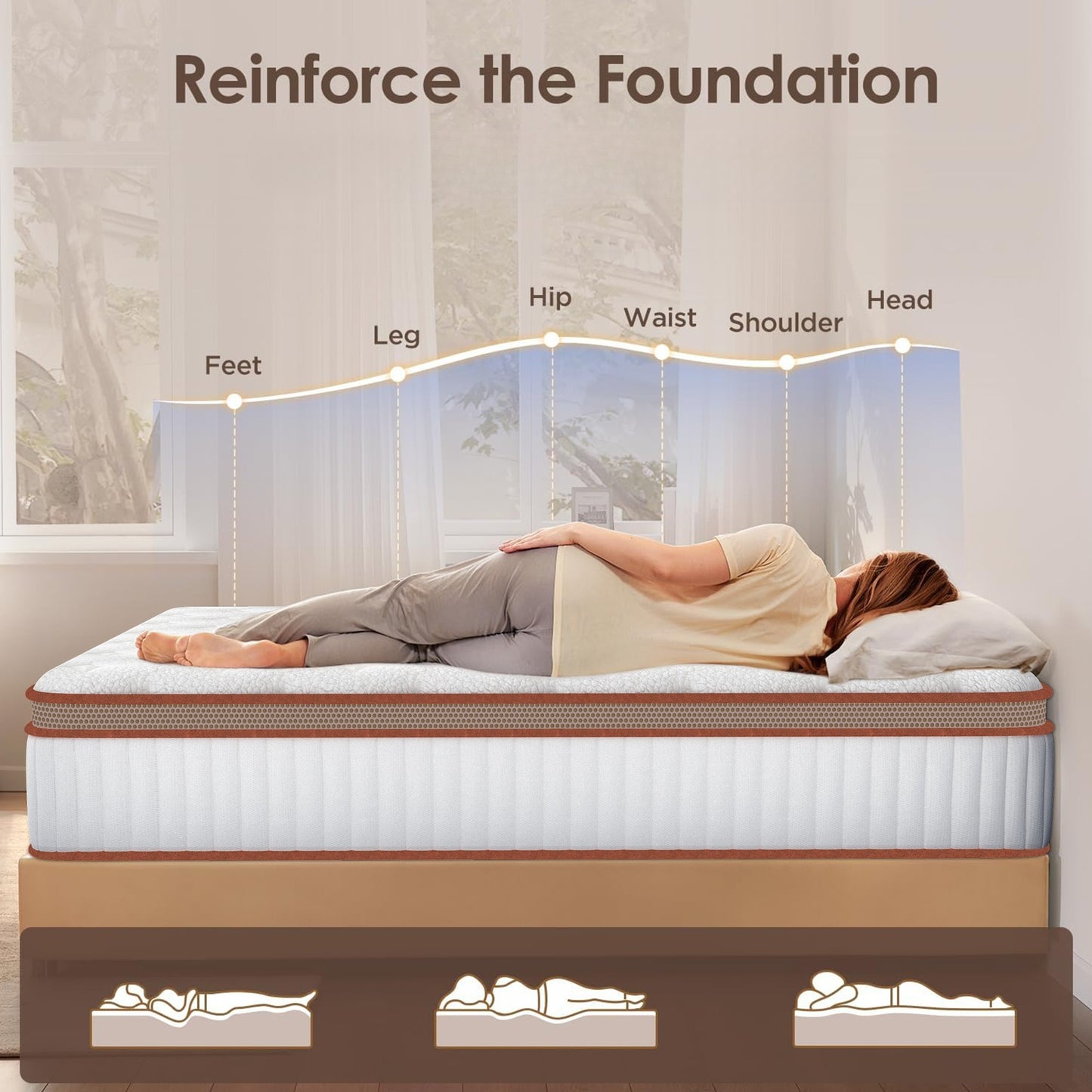 Double Mattress 135x190x28cm 2000+ Pocket Springs & Memory Foam 7-Zone Ortho Support Bamboo Charcoal Layer Motion Reduction Anti-Sag Medium Firm (H3) Box Delivery 200-Night Trial