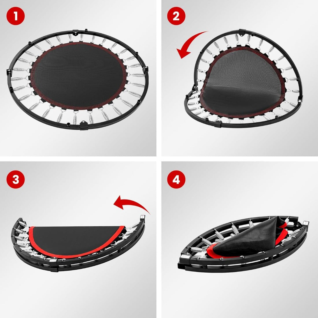 For Home Gym 40 inch Foldable Fitness Trampoline Max Load 400lbs Foldable Exercise Rebounder with 5 level Adjustable Handrail Indoor Outdoor Fitness Body Exercise