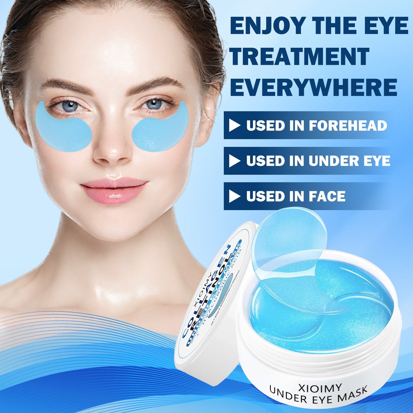 60 PCS Set Korean Collagen & Retinol Hydrogel Eye Masks - Hypoallergenic, Intense Hydration & Light Beige Care, Smooth Eye Patches for All Light Beige Types, Dark Circles & Puffiness, Fragrance-Free, Unisex Adult Use, Hydrati