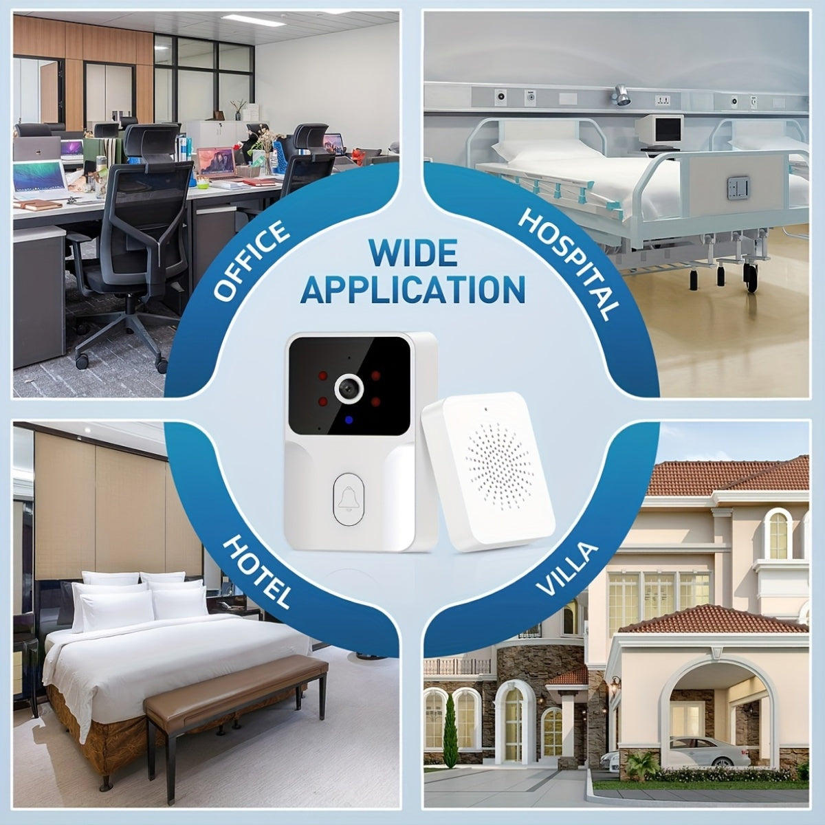 Wireless Smart HD Video Doorbell - 2.4G Wi-Fi, Night Vision, Voice Modification, Two-Way Communication, Photo Capture, Recording - Rechargeable Home Office Security Doorbell with Integrated Battery
