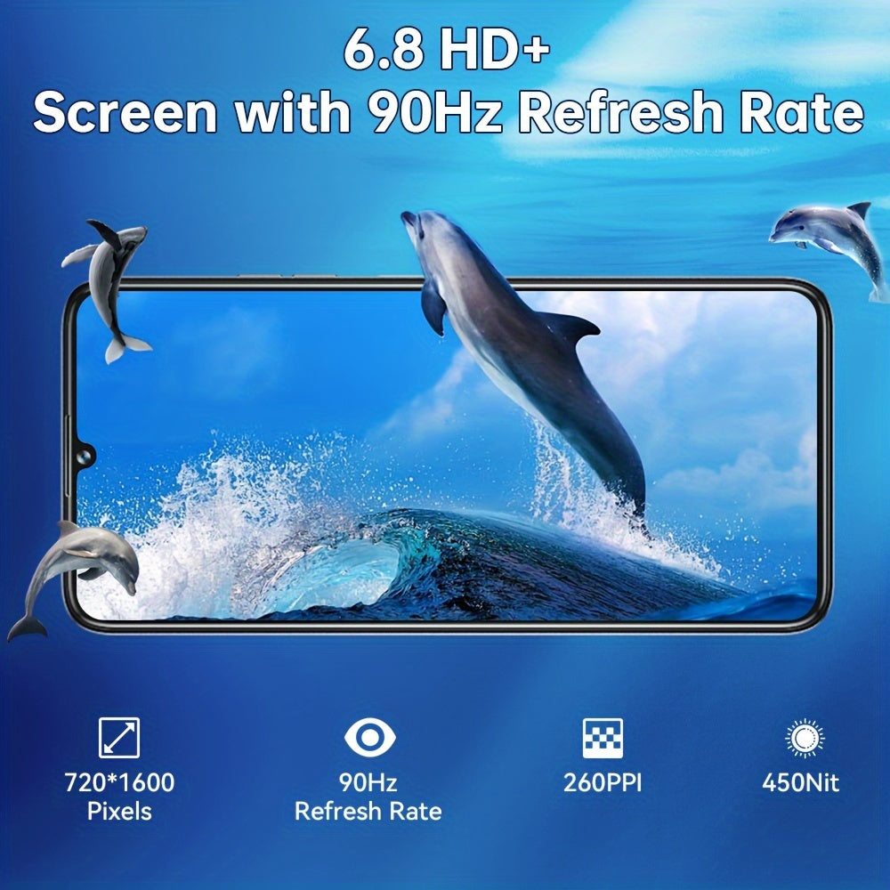 C51 Sim-Free & Unlocked Mobile Phones, GPS Android 14 16(4+128) GB RAM+128GB ROM, 4G Mobile Phones SIM Free Unlocked, Dual SIM Smartphone 13MP+5MP Camera, 6.8" HD+ Display 5150Mah, Face Id/GPS/Black, Smartphone, Travel Phone,