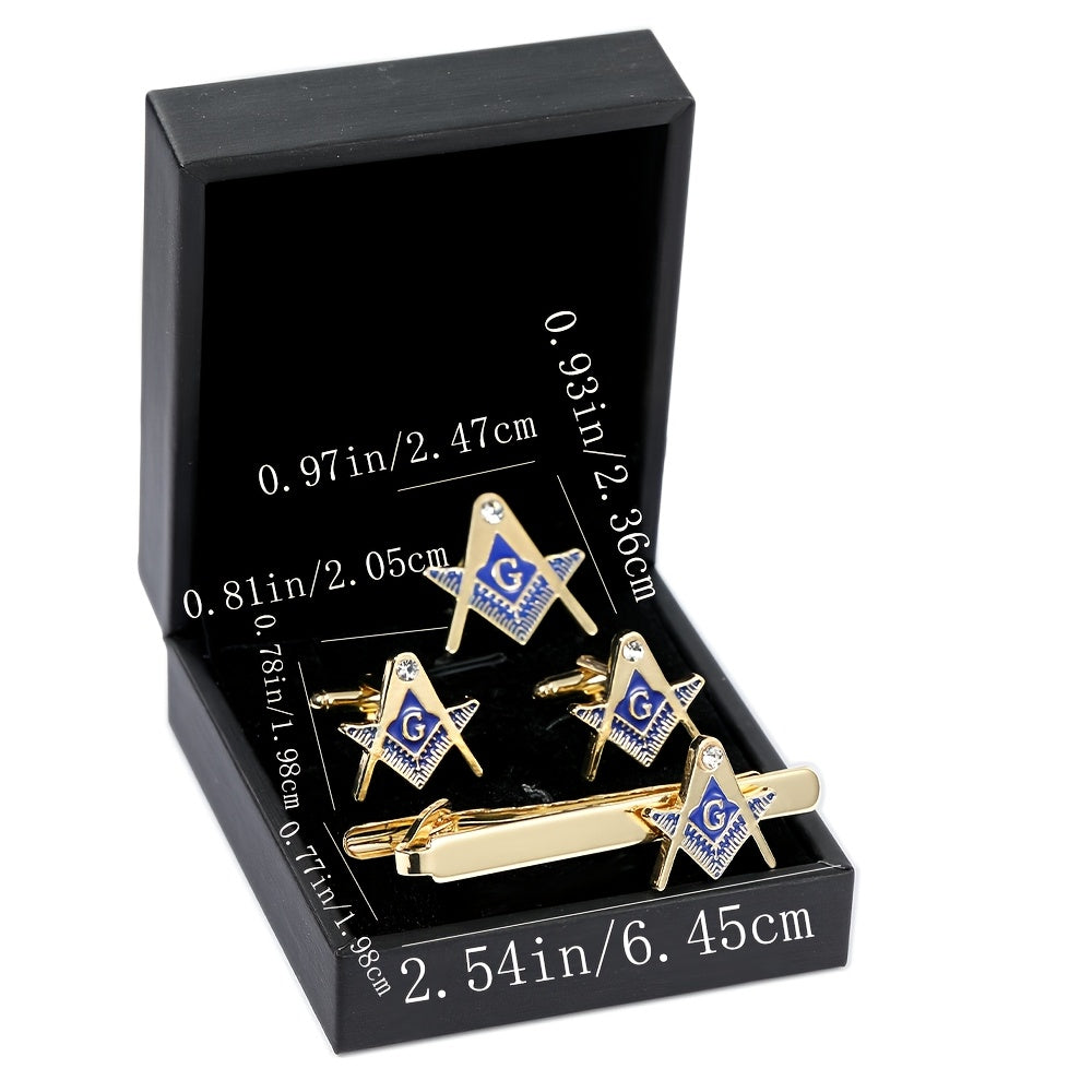 1 Set of 3pcs Men's Gift Novelty Styling Accessories Set, Men's Clothing Decorative Brooch, Cufflinks, and Tie Clip Set