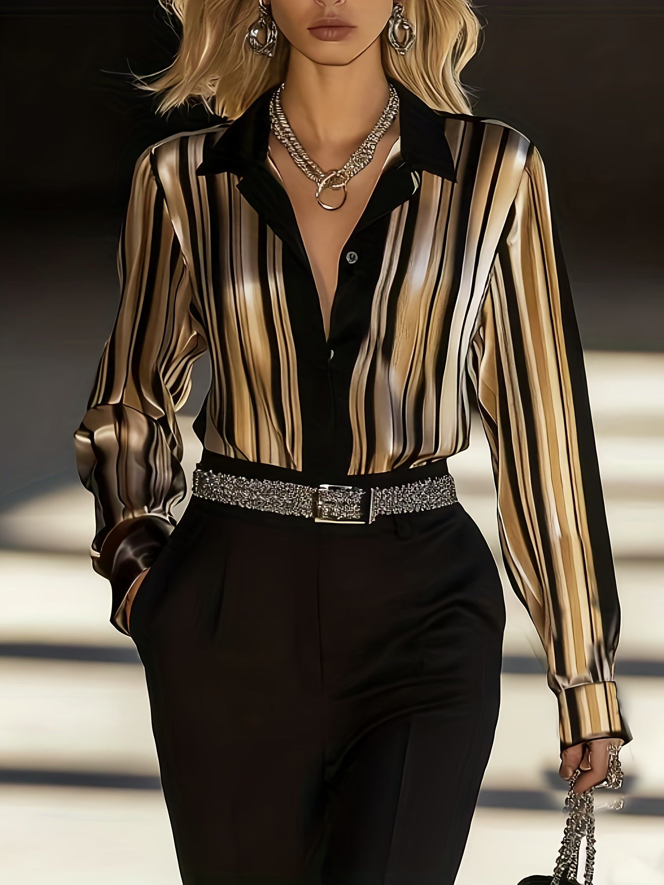 Fashion Women's Elegant Satin Autumn-Winter Shirt Top