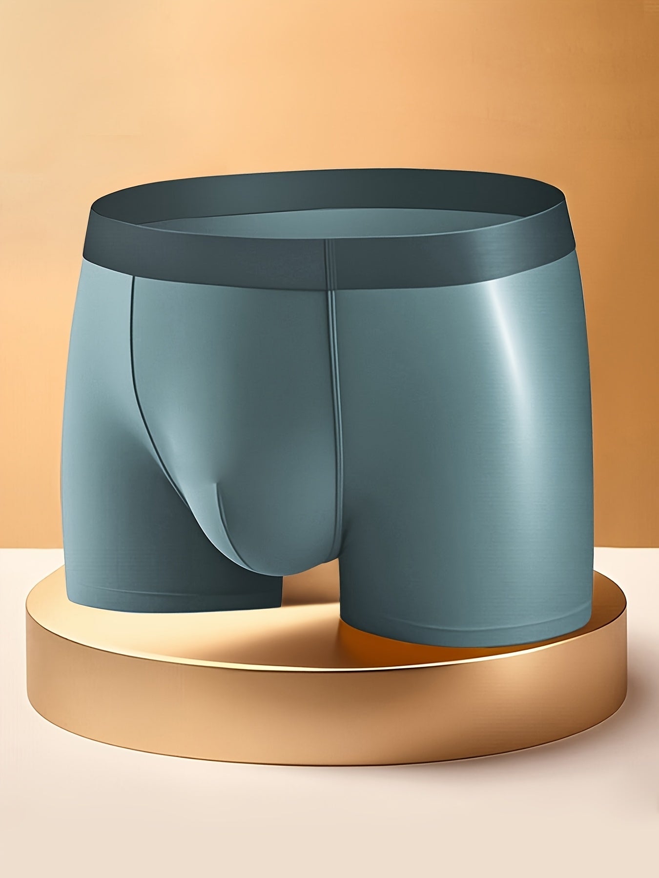 4pcs Black-Golden Gift Set Men's Summer Seamless Ice Silky Boxer Briefs - Shiny Glossy High-Quality - Multi-Color Solid - Comfortable & Breathable