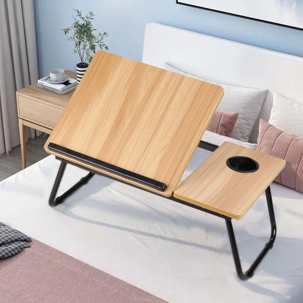 Laptop Desk Laptop Bed Table with Foldable Legs and Cup Slot, Reading Holder Notebook Stand with Adjustable Height Angle, Laptop Bed Tray for Bed Sofa Breakfast Work Study Reading
