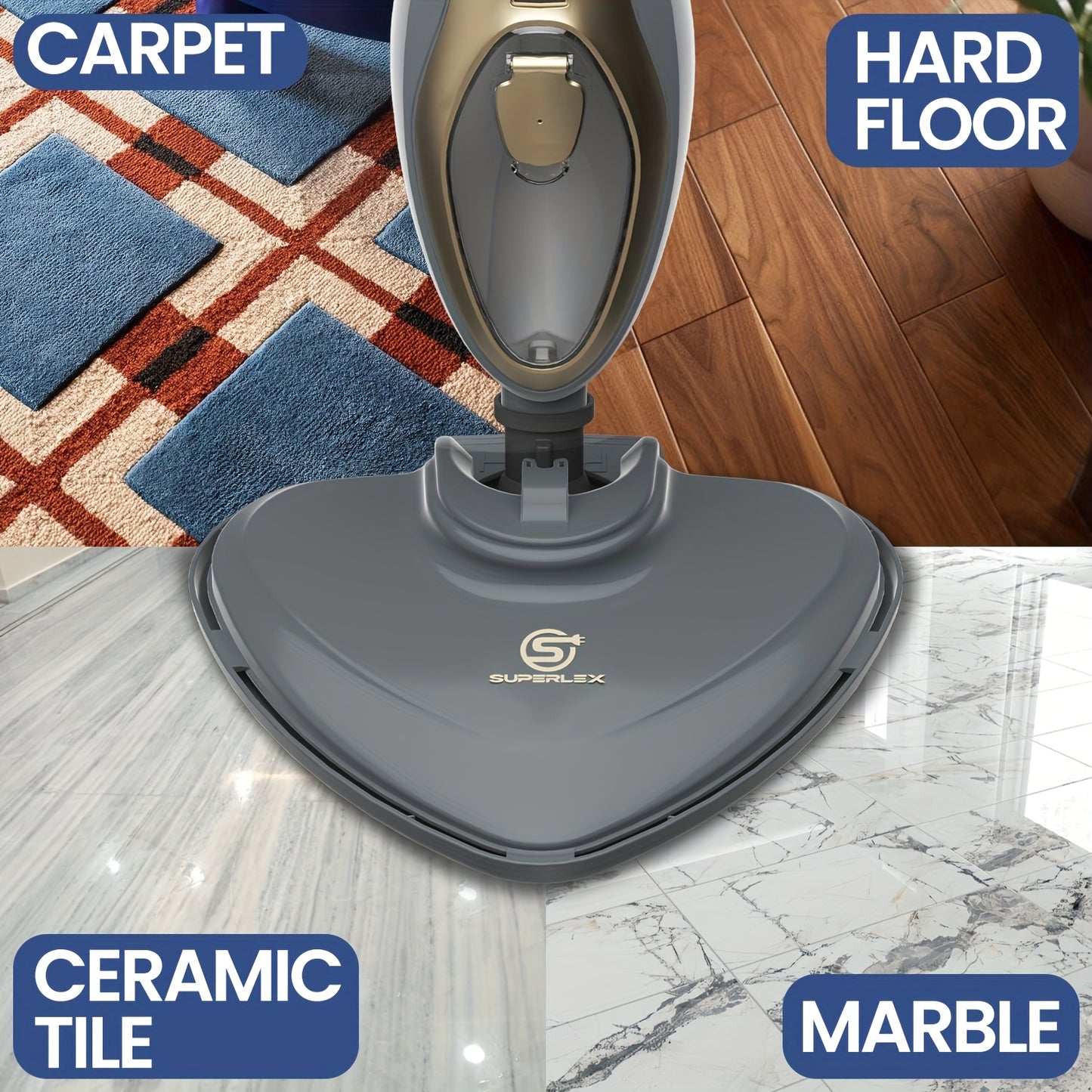 Steam Mop Floor Cleaner Carpet Steamer, 12-in-1 Mutlifunction Steam Cleaner Detachable Handheld Variable Control with Microfibre Pad for Carpets, Hard Floors, Bathroom, Kitchen