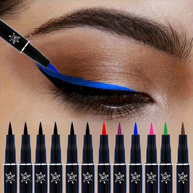12pcs Set Liquid Eyeliner Pens - Long-Lasting, Waterproof, Smudge-Resistant, Multi-Color Options (Green, Purple, Pink, Orange, Yellow, Red, Brown, ) - Easy Application For Everyday & Special Occasions, Eyeliner For Eyebrows,