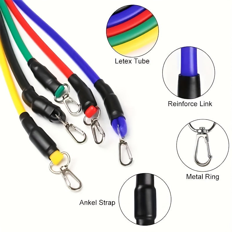 11 PCS Set Home Gym Women Men Fitness Resistance Band Set, Multifunctional Upper Body Workout Kit Sports Accessories