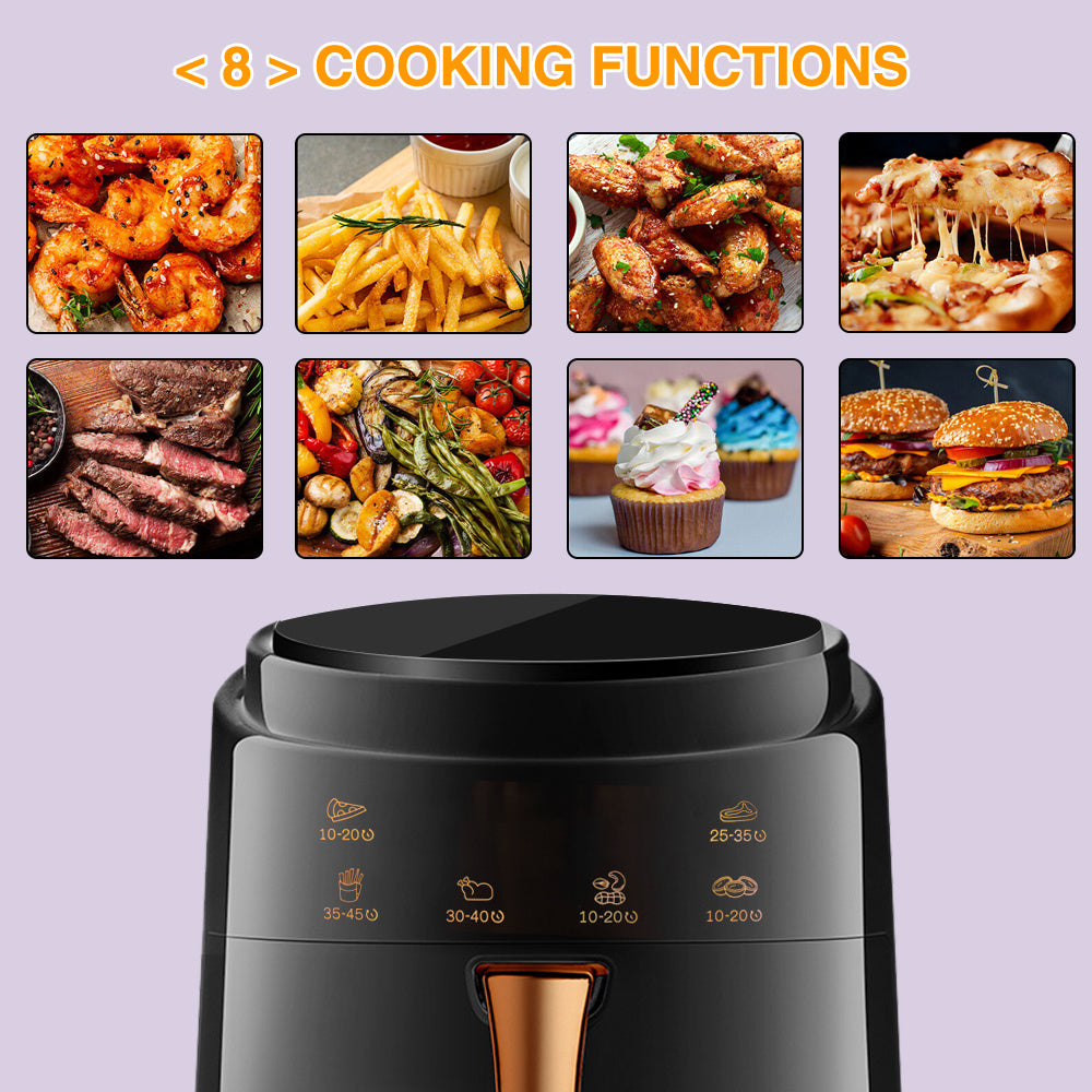 8L Air Fryer Oven,1400W Black Digital Air Fryer, Hot Air Convection Oven with Smart Touch, Timer & Temperature Control, Oil-Less Cooking, perfect for Home Kitchen, Small Restaurants, Apartments Countertop Oven, Fast Cooking F