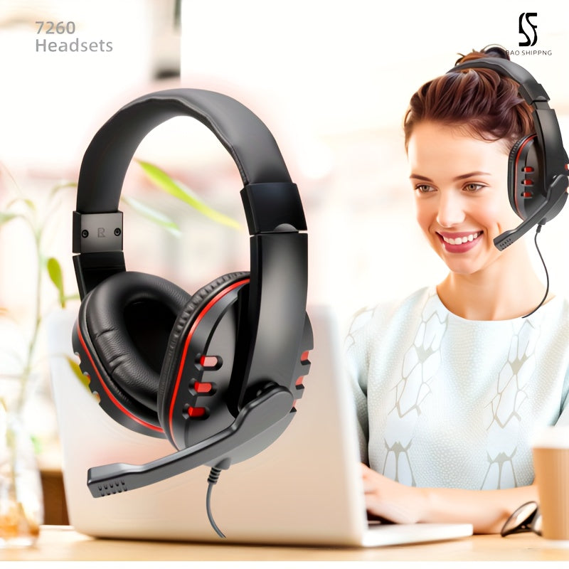 Wired Over-Ear Headset with Microphone for Work Meetings, Study Recording and Gaming Entertainment - Compatible: PS4/PS5/Xbox One/SWITCH / Mobile Phones & PC Tablets etc., comfortable to wear clear call, Lightweight Headphone