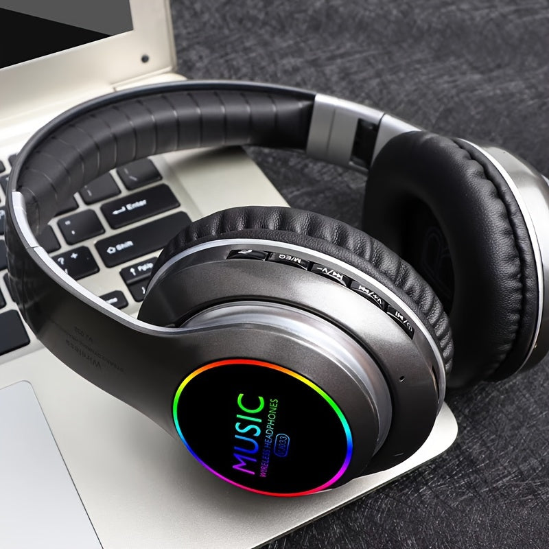 Upgraded Wireless Headphones with Deep Bass, Built-in Mic, Lightweight Foldable Design, 3.5mm Audio Jack, Stereo Sound for Travel, Work, Laptops, and Mobile Devices - iOS Gaming Headset, Ideal Christmas Gift, Headphone Hearin