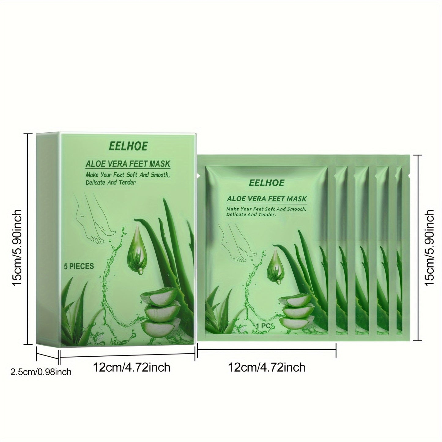 5 PCS Set Natural Aloe Vera from Crete Greece Plants Moisturizing, Hydrating, Exfoliating, and Firming Foot Mask with Aloe Vera for Skin Cleansing and Softening Skin Care Supplies