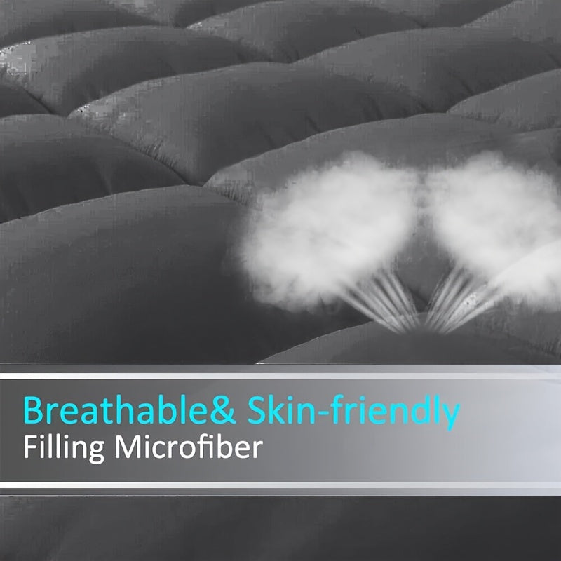 1pc 180cm x 200cm British Hotel Quality Mattress Topper 10cm Thick - Ultra-Soft Microfiber, Anti-Shift & Even Weight Distribution, UK Bed Sizes Single/Double/King/Super King, Grey